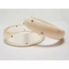Bracelete Pulseira Acrilico Com Strass Transparente E Branco