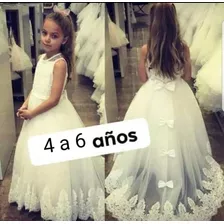 Vestido Blanco De Niña Nuevo Talla 4 A 5 Único 