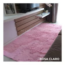 Tapete 2,00x1,00 Super Peludo Passadeira Quarto Corredor Cor Rosa-claro