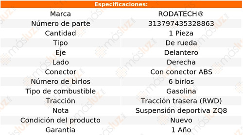 (1) Maza De Rueda Del Der Canyon L4 2.8l Rwd 04/06 Rodatech Foto 5