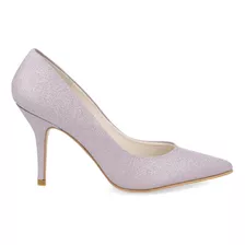 Zapatilla De Vestir Color Lila Con Brillo Para Mujer