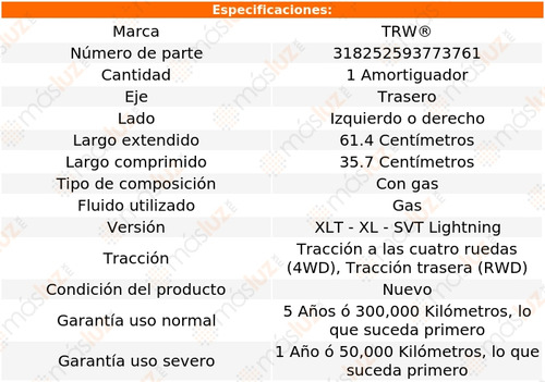 1- Amortiguador Gas Trasero Izq/der F-150 Heritage 04 Trw Foto 2