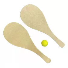 Paletas De Madera 49cm Con Pelota De Goma Niños Playa Arena