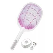 Raqueta Electrica Mata Mosquitos Insectos 2 En 1 Trampa Soporte Y Raqueta Luz Uv Recargable