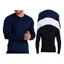 Kit 3 Camiseta Térmica Segunda Pele Masculina Proteção Uv 50