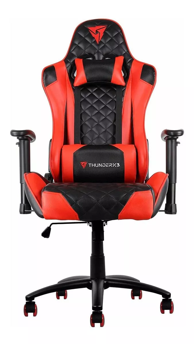 Cadeira De Escritório Thunderx3 Tgc12 Gamer Ergonômica  Black E Red Com Estofado De Couro Sintético