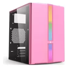 Gabinete Gamer Louts Mid-tower Eg816 C/ Fita Led Rosa Evolut