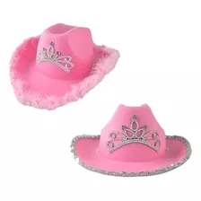 2x Sombrero De Vaquero Rosa Con Sombrero De Vaquera Corona