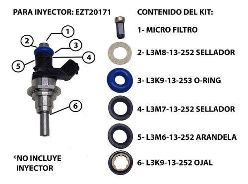 4 Kits Kit-fj778 Inyector Mazda 2.3 Turbo Cx-7 2006 - 2013 Foto 2