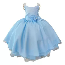 Vestido Infantil Azul Claro Princesa Daminha Realeza Festa