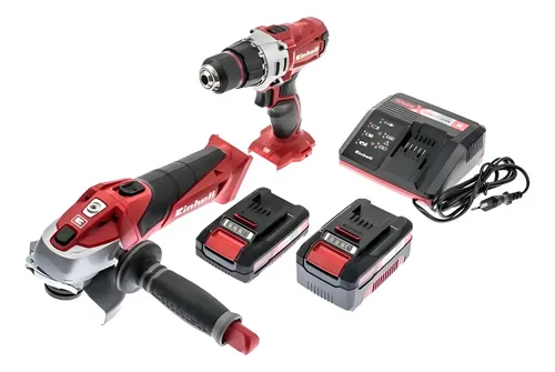 Kit Taladro Atornillador A Bateria + Amoladora Einhell Te-tk Rojo