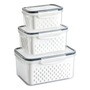 Kit 3 Organizadores Geladeira Alimentos Vegetais Com Tampas Branco