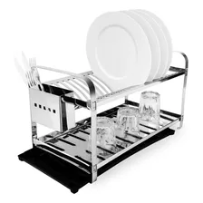 Escorredor Louca Inox 20 Pratos Cozinha Porta Talher Bandeja