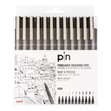 Uni Pin 200 Black Tinta Pigmentada 0,03 Al 0,8 Mm + Brush 