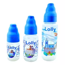 Kit 3 Mamadeira 80ml 150ml 240ml Menino Lolly Bb Azul Boy