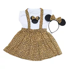 Vestido Minnie Safari Infantil - 3pçs - Aniversário