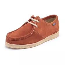 Sapato Estilo Clarks Retrô Couro Camurça Natural Sola Crepe