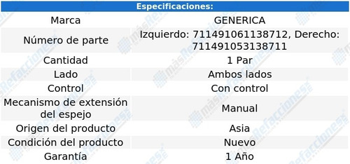 Par Espejos Man C/control Renault Kangoo 04-11 Generica Foto 2