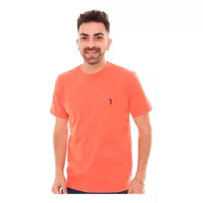 Camiseta Aleatory Masculina Navy Icon Orange Heat Salmão