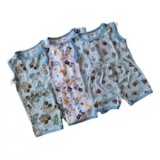 Kit Com 3 Pijamas Verão Infantil Regata E Shorts Menino