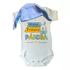 Kit Body Com Tiara Temático Bebê Mêsversário Primeira Páscoa