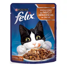 Alimento Felix Sensaciones Para Gato Adulto Sabor Pavo Y Menudencias En Sobre De 85g