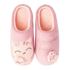 Pantuflas Cálidas De Gato De Dibujos Animados Para Mujer