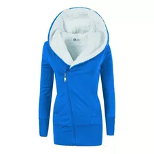 Casaco Longo De Pelúcia Inverno Feminino Com Capuz Quente