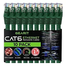 Gearit Cable Ethernet Cat 6 De 6 Pies (paquete De 10) - Cabl