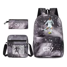 Conjunto De Tres Piezas De Mochila Azul Cr7 Football Star