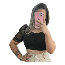 Top Encaje Manga Princesa Con Transparencias, Blanco O Negro