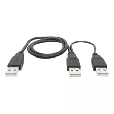 Cabo Usb 2.0 Y Am X 2 Usb A Macho P/ Hd Dvd Externo Cooler Cor Preto