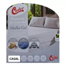 Capa Protetor Colchão Casal Castor Gel Impermeavel 1,38 Cor Branco Desenho Do Tecido Liso