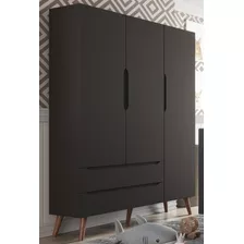 Guarda Roupa Retrô 3 Portas Smart Fiorello Cor Chumbo