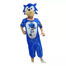 Fantasia Sonic Curto Infantil C/ Enchimento E Máscara 