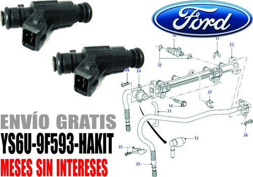 4 Inyectores De Gasolina Para Ford Fiesta 1.6l Zetec 98-03 Foto 4