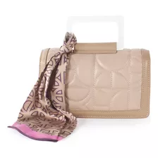 Bolsa Briefcase Cloe Para Mujer Maneral Acrilico Con Mascada Color Nude