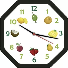 Relógio Parede Oitavado Frutas Bells