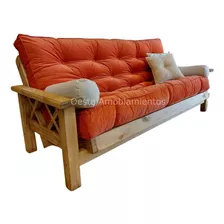 Futon 3 Cpos Cipres Color A Eleccion Con Colchon Reforzado