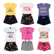 Kit Lote 20 Peças Roupa Infantil Feminino 10 Conjuntos Verão