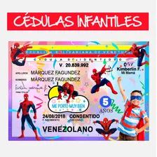 Cédula Infantil Diseño Spiderman, Juguetes Para Niños