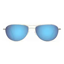 Maui Jim Anteojos De Sol Polarizadas Para Hombre Y Mujer, Color Polarizado Hawaii Plateado/azul