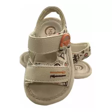 Sandália Masculina Bebê Marfim/marinho Com Velcro Chique Top