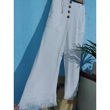 Pantalón Culotte Blanco De Lino