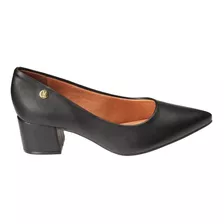 Sapato Scarpin Feminino Salto Grosso Preto Vizzano