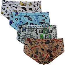 Kit 10 Cueca Infantil 100% Algodão Estampada Anti Alergica