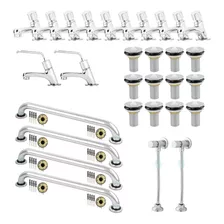 Kit Torneiras Automáticas + Válvulas Pia E Mictório + Alças