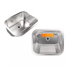 Tanque Calha Úmida Inox Acetinado Lavanderia 55 X 45 Válvula