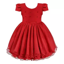 Vestido Infantil Vermelho Luxo Brilho 1 Ao 4 Princesa