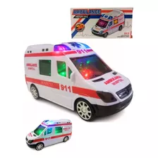 Brinquedo Infantil Ambulância Som Luz Sirene Bate Volta